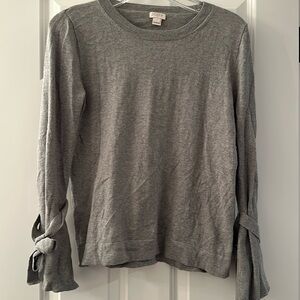 J. Crew Bow Tie Bell Sleeve Cotton Sweater